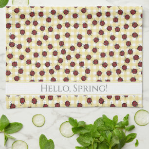 Country Spring Ladybugs Pattern Geschirrtuch