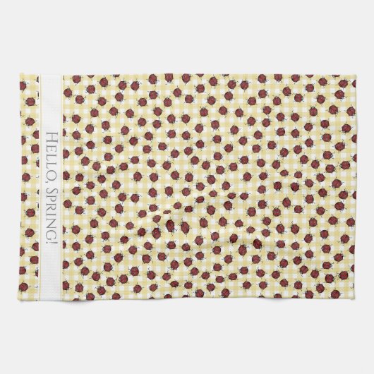 Country Spring Ladybugs Pattern Geschirrtuch (Horizontal)