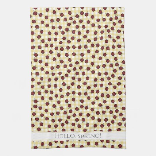 Country Spring Ladybugs Pattern Geschirrtuch (Vertikal)