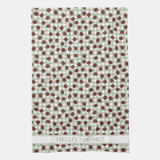 Country Spring Ladybugs Pattern Geschirrtuch (Vertikal)