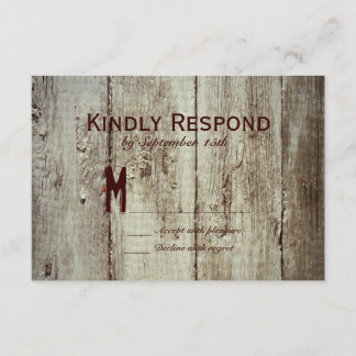 Country Stall Holz Typografy Wedding RSVP Cards Karte
