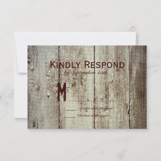 Country Stall Holz Typografy Wedding RSVP Cards Karte (Vorderseite)