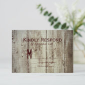Country Stall Holz Typografy Wedding RSVP Cards Karte (Stehend Vorderseite)