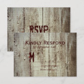 Country Stall Holz Typografy Wedding RSVP Cards Karte (Vorne/Hinten)