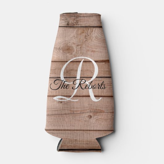 Country Stall Rustic Wood Monogramm Flasche Cooler Flaschenkühler (Vorderseite)