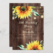 Country Stall String Lights Sonnenblume 18. Geburt Einladung (Vorne/Hinten)