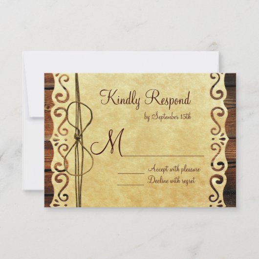Country Stall Wood Vintag Paper Wedding RSVP Karte (Vorderseite)