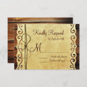 Country Stall Wood Vintag Paper Wedding RSVP Karte (Vorne/Hinten)