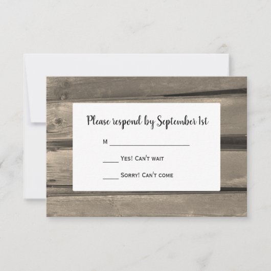 Country Stall Wood Wedding RSVP Response Card (Vorderseite)