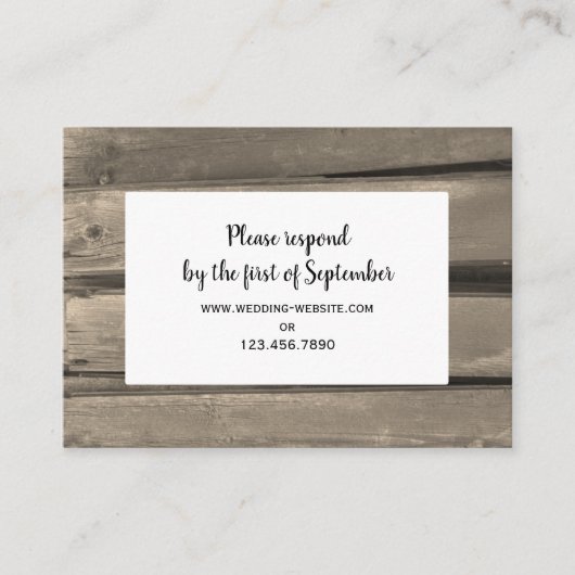 Country Stall Wood Wedding RSVP Response Card Begleitkarte (Vorderseite)