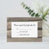 Country Stall Wood Wedding RSVP Response Card Karte (Stehend Vorderseite)