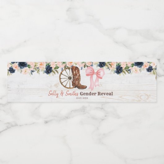 Country Stiefel oder Bows Gender Reveal Water Flas Wasserflaschenetikett (Einzelnes Label)