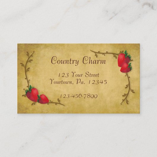 Country Strawberries Business Card Visitenkarte (Vorderseite)