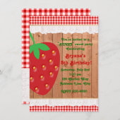 Country Strawberry Gingham Ruffles Einladung (Vorne/Hinten)