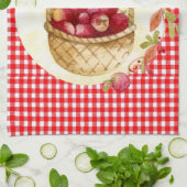 Country Style Apple Harvest mit Gingham Geschirrtuch (Gefaltet)