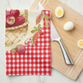 Country Style Apple Harvest mit Gingham Geschirrtuch (Viertel Falte)
