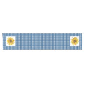 Country Style Blue Gingham Kariert mit Sonnenblume Kurzer Tischläufer (Horizontal)