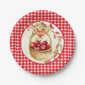 Country Style Gingham mit Apple Harvest Basket Pappteller (Vorderseite)