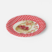 Country Style Gingham mit Apple Harvest Basket Pappteller (Schrägansicht)