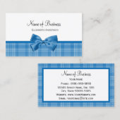 Country Style Kariertes Muster mit Girly Blue Bow Visitenkarte (Vorne/Hinten)