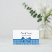 Country Style Kariertes Muster mit Girly Blue Bow Visitenkarte (Stehend Vorderseite)
