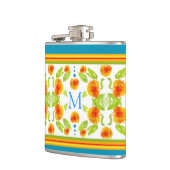 Country Style Marigolds Border Monogram Hip Flask Flachmann (Links)