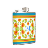 Country Style Marigolds Border Monogram Hip Flask Flachmann (Rechts)