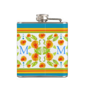 Country Style Marigolds Border Monogram Hip Flask Flachmann (Rückseite)