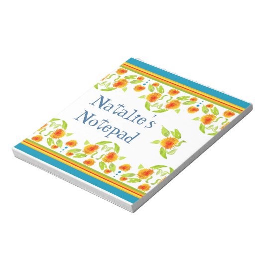 Country Style Marigolds Border Notepad oder Jotter Notizblock (Rotiert)