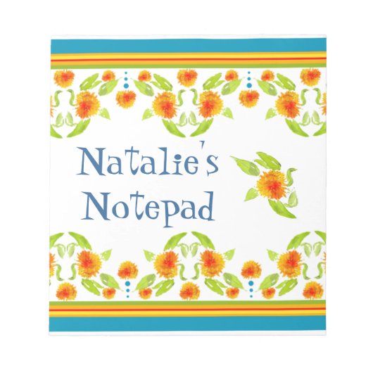 Country Style Marigolds Border Notepad oder Jotter Notizblock (Vorderseite)