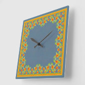Country Style Marigolds Border Square Wall Uhr (Winkel)