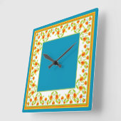 Country Style Marigolds Border Square Wall Uhr (Winkel)