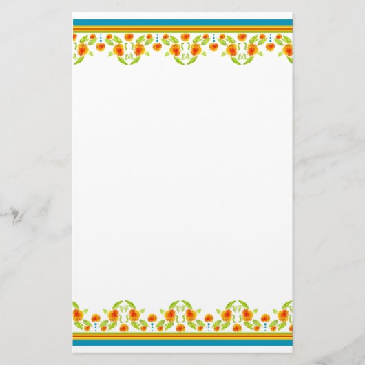 Country Style Marigolds Border Stationery Briefpapier (Vorderseite)