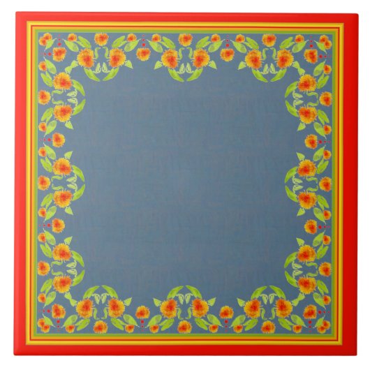 Country Style Marigolds Keramik Tile Fliese (Vorderseite)