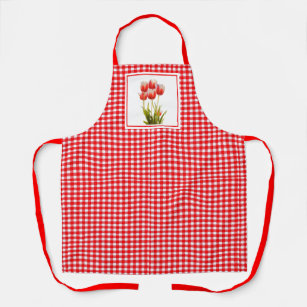 Country Style Red Gingham mit Red Tulips Schürze