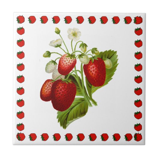 Country Style Strawberry Muster Keramik Tile Fliese (Vorderseite)