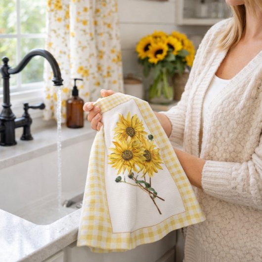 Country Style Yellow Cheick Sonnenblume Geschirrtuch
