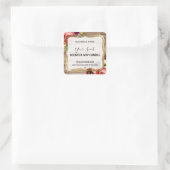 Country Styled floral zentrierte Sojenkandelmarken Quadratischer Aufkleber (Tasche)