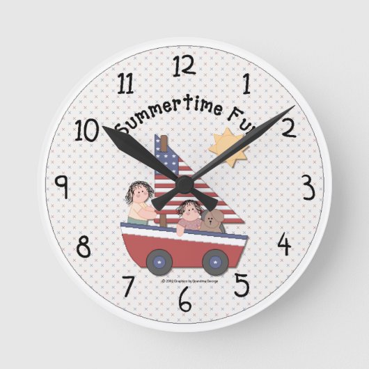 Country Summertime Fun Wall Clock Runde Wanduhr (Vorderseite)