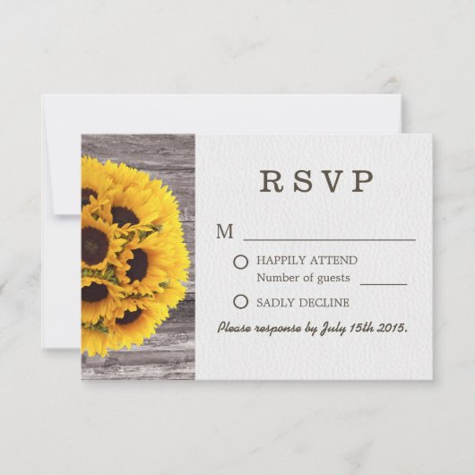 Country Sunblumen Barn Wood Wedding RSVP (Vorderseite)