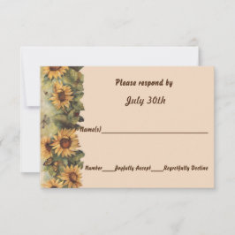 Country Sunblumen & Butterflies Hochzeit RSVP Einladung