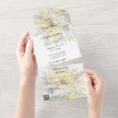 Country Sunblumen & Daisies mit QR-Code All In One Einladung (Abreißen)
