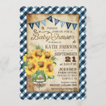 Country Sunblumen Gingham Karo Boy Baby Dusche