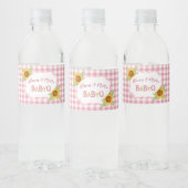 Country Sunblumen Pink Gingham Karo Baby Q GRILLEN Wasserflaschenetikett (Flaschen)