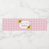 Country Sunblumen Pink Gingham Karo Baby Q GRILLEN Wasserflaschenetikett (Einzelnes Label)