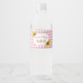 Country Sunblumen Pink Gingham Karo Baby Q GRILLEN Wasserflaschenetikett (Vorderseite)