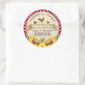 Country Sunblumen Red Gingham Karo Vielen Dank Runder Aufkleber (Tasche)