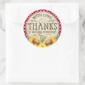 Country Sunblumen Red Gingham Karo Vielen Dank Runder Aufkleber (Tasche)