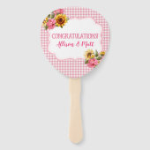 Country Sunblumen Rose Pink Gingham Karo BabyQ Fächer (Rückseite)