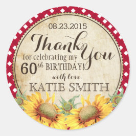 Country Sunblumen Rustic Dankeschön Label Runder Aufkleber